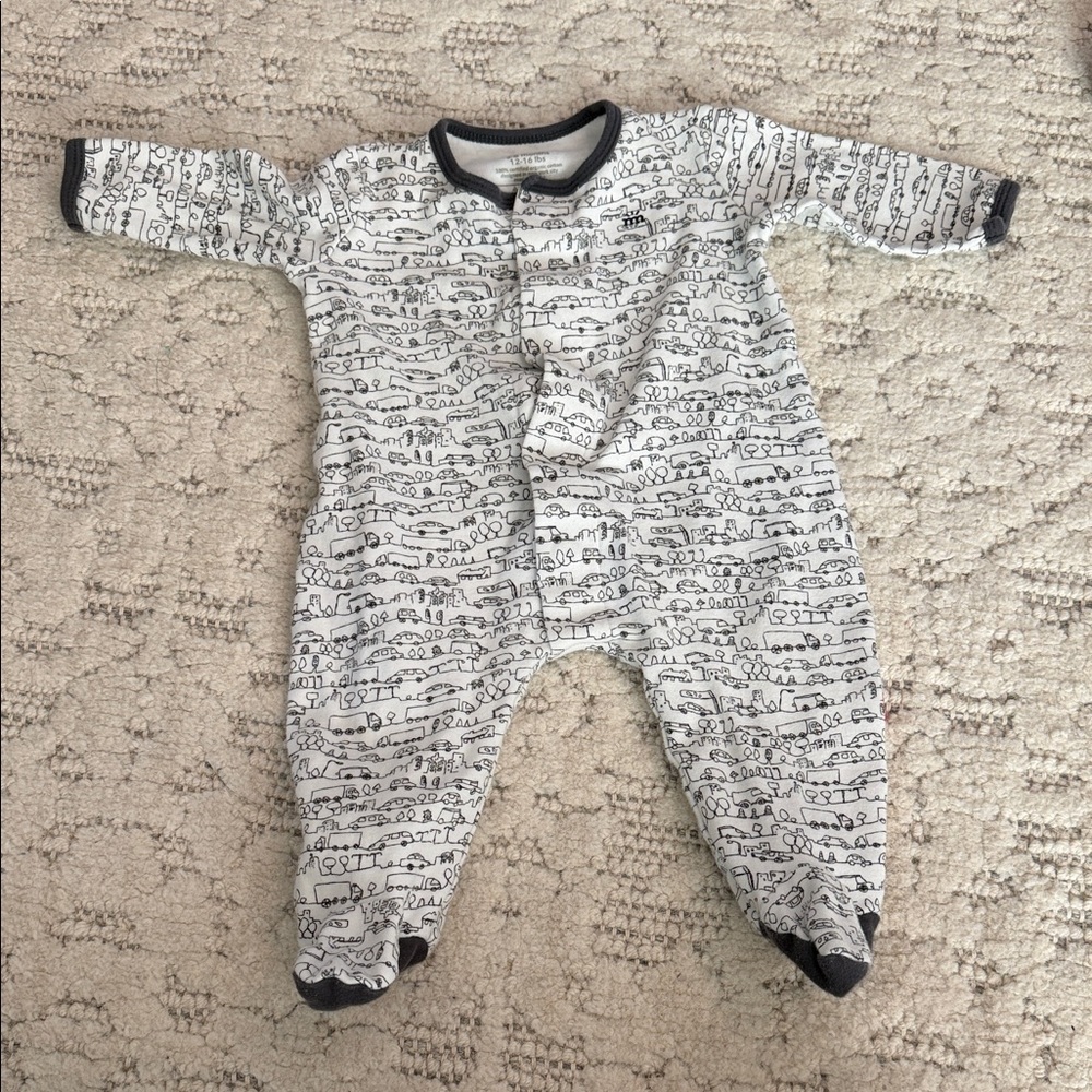 Magnetic Me Black and White organic Cotton Footie 3-6 months